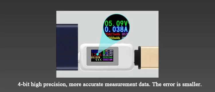 Напряжение Амперметр тип-c тестер Быстрая зарядка USB инструмент измеритель тока Измерение температуры Высокая точность цвет Емкость экрана