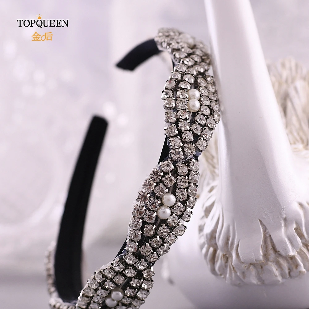 TOPQUEEN S293-FG Свадебные Стразы в стиле барокко повязка на голову свадебная тиара головные уборы серебряные стразы повязка на голову Свадебные украшения для волос