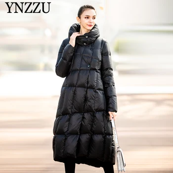 

Black Women Oversized Long Down jackets 2019 Winter Hooded Elegant Plus size Female Outwear Thick warm Down coat YNZZU 9O051