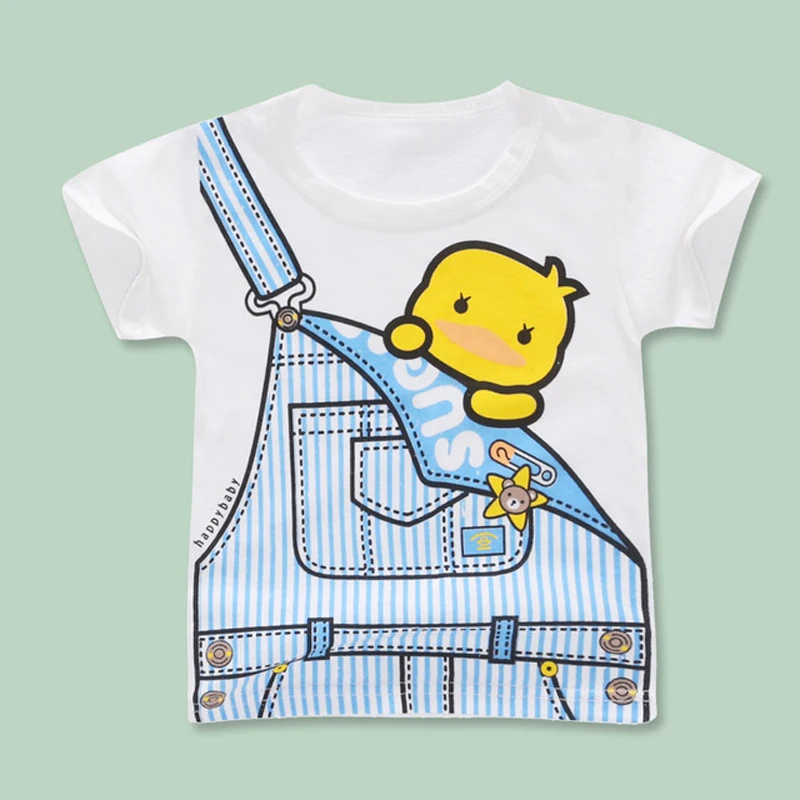 White Animal Print Casual T Shirt For Boys Girls Clothing Summer Cotton Short Sleeve Tee Shirts Baby Kids Tops Cartoon Tee (2) - 副本