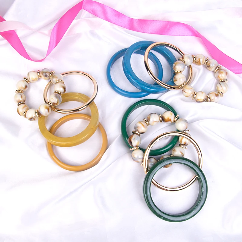 Смоляные браслеты для женщин с большими руками модный акриловый винтажный браслет с брелоками браслет дамы несколько кругов модные ювелирные изделия