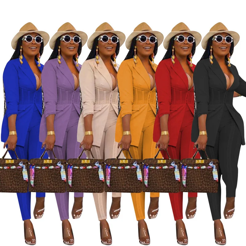 women s suit pants vest 2 piece business office lady workwear striped pattern formal party slim fit outfit Mesh Patchwork Women Chic Workwear Suit Office Lady Long Sleeve Blazer Coat Top Pencil Pants Elegant Two Piece Set Work Uniforms