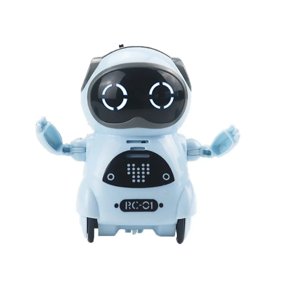 Синий Pocket RC Robot Talking Interactive Dialogue Voice Recognition Record Singing Dancing Telling Story Machine Mini RC Robot Gift - Цвет: Синий