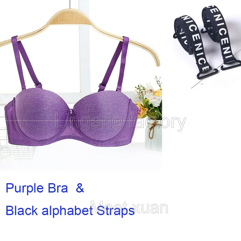 Бюстгальтер для девочек, женский бюстгальтер, женские бюстгальтеры, s 32 34 36 38 B, сексуальные бюстгальтеры для женщин, Заводская - Цвет: Purple n Black staps