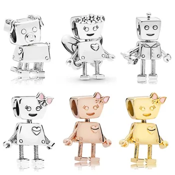 

Rose Gold Rob & Bella Bot's Pet Bobby Bot Dog Floral Bella Charms Fit Bracelet 925 Sterling Silver Beads DIY Jewelry