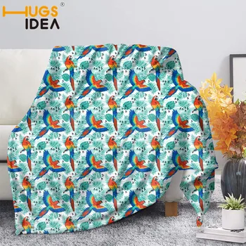

HUGSIDEA Parrort Print Sofa/Couch Throw Blanket for Female Women Keep Warm Fleece Blankets for Family Kid's Bed Room Bedspread