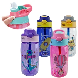 Copo infantil à prova d'água, copo criativo de desenho animado para alimentação de bebês com canudos, garrafas de água portátil para passeio ao ar livre para crianças