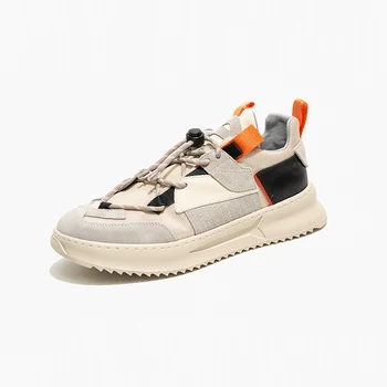 

Leisure shoes Thick Bottomed Soft-Sole Breathable British retro men shoes cowhide breathable sneaker fashion men casual shoes