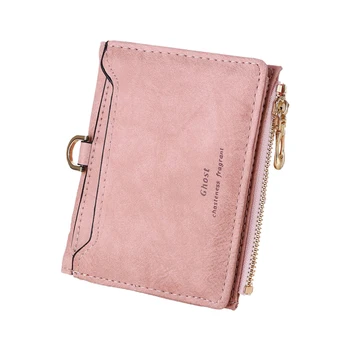 

Key Solid Fashion ID Card Money Clip Coin Pocket Clutch Ladies Frosted Purse Women Wallet Holders Outdoor Zipper PU Leather
