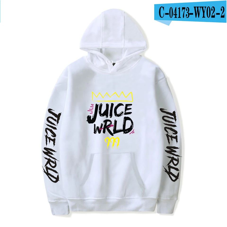 white Модные толстовки Juice WRLD для мужчин и женщин, осенние толстовки с капюшоном в стиле хип-хоп, Повседневная Толстовка Juice WRLD для мальчиков и девочек, серые пуловеры - Цвет: white