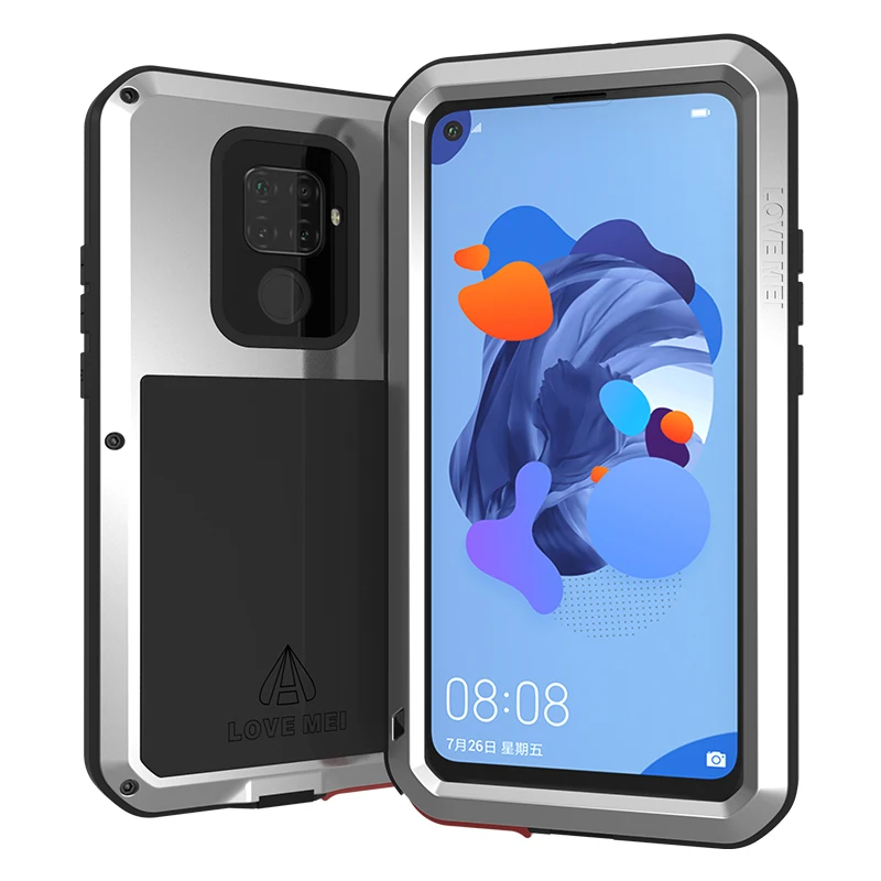 LOVEMEI мощный металлический водонепроницаемый чехол для huawei Nova 5i Pro чехол противоударный полный корпус Защита Броня защитный чехол для телефона - Цвет: Silver