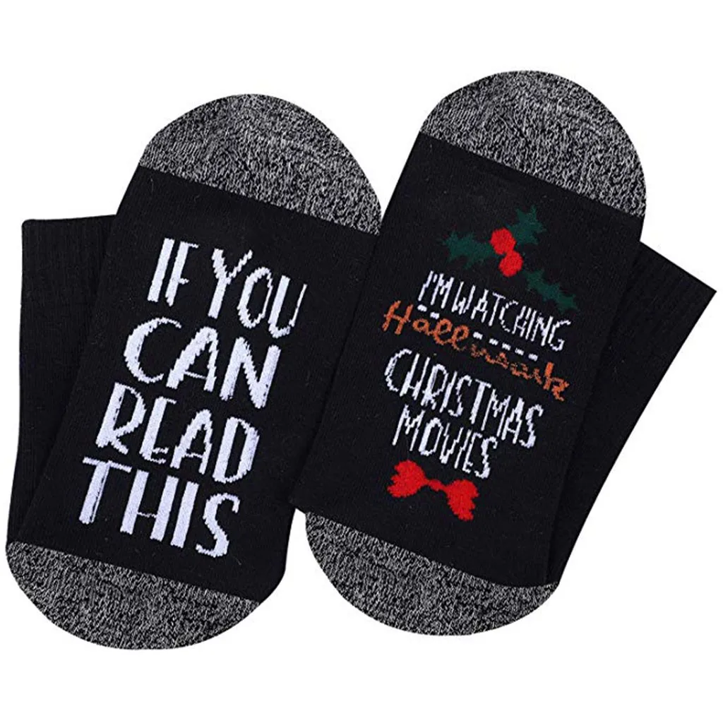 Unisex 'IF YOU CAN READ THIS' Christmas Gift Letter Print Funny Mid Calf Socks