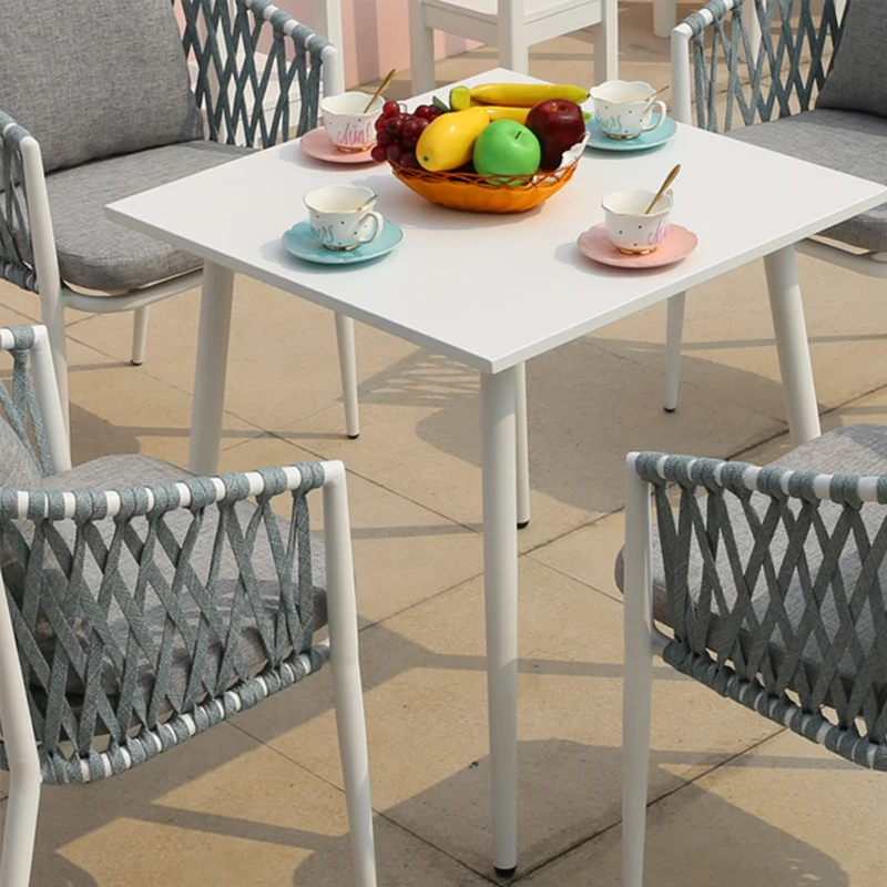 Minimalist Hong Kong Style Small Dining Table And Chair Outdoor Furniture Outside Apartment Villa Garden Terrace Relaxing Chairs