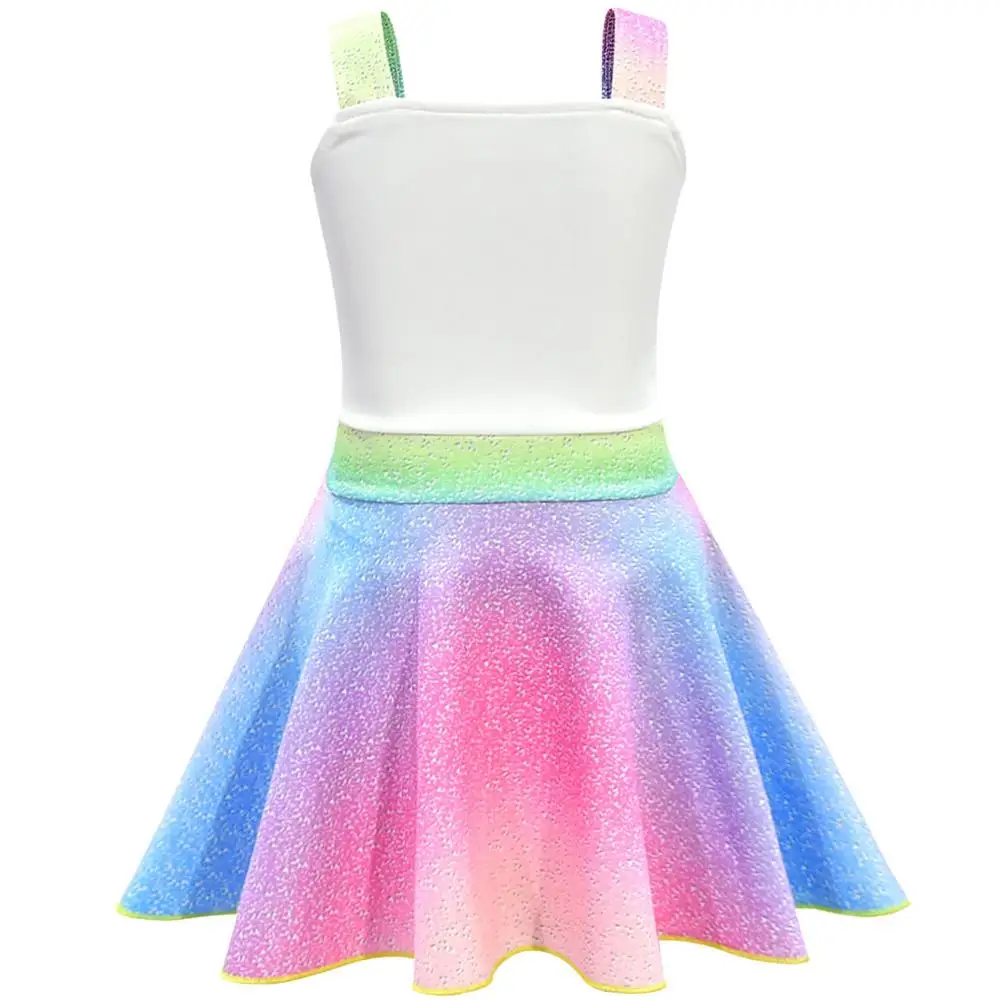 Unicorn Party Dress For Girls Elsa Anna Cosplay Costume Kids Halloween Animal Rainbow Dress Children Birthday Princess Dress