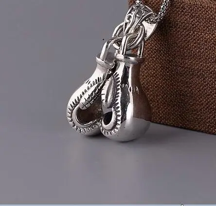 Pendant Only 925 серебро ручной работы боксерская подвеска Цепочки и ожерелья 925 пробы Мужская подвеска Хип-Хоп рок кулон - Окраска металла: Pendant Only