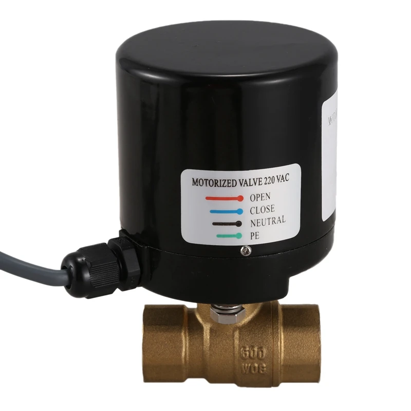 

Internal Thread Brass Electric Valve L Type Two-Way DN15 Electric Ball Valve Power Actuator AC220V