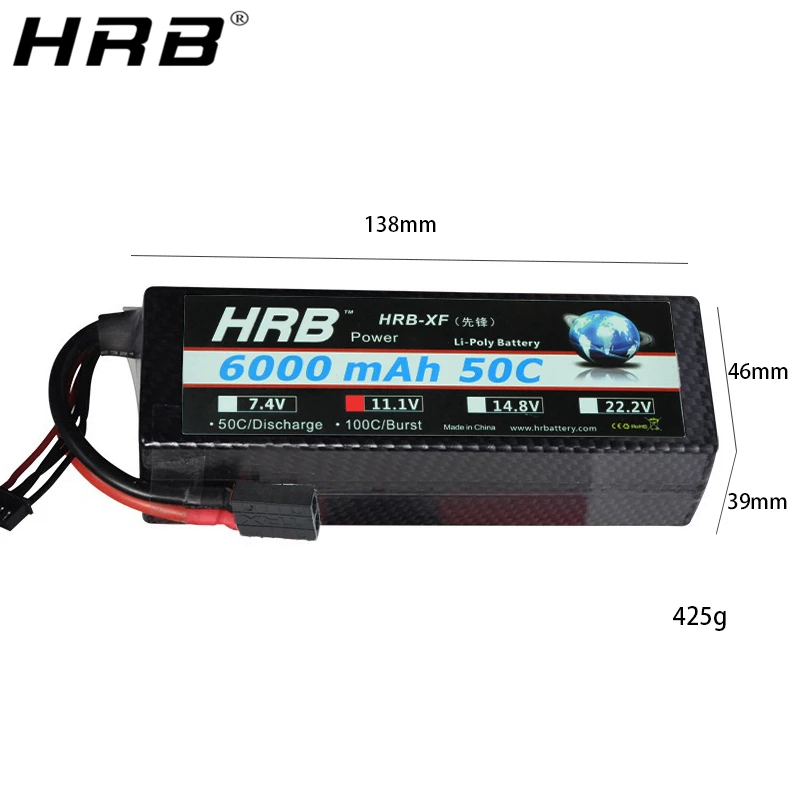 HRB Lipo Battery 3S 11.1V 6000mah 50C T Deans XT60 EC5 XT90 Hardcase For Traxxas Car Truck Boat FPV Airplane Quadcopter RC Parts