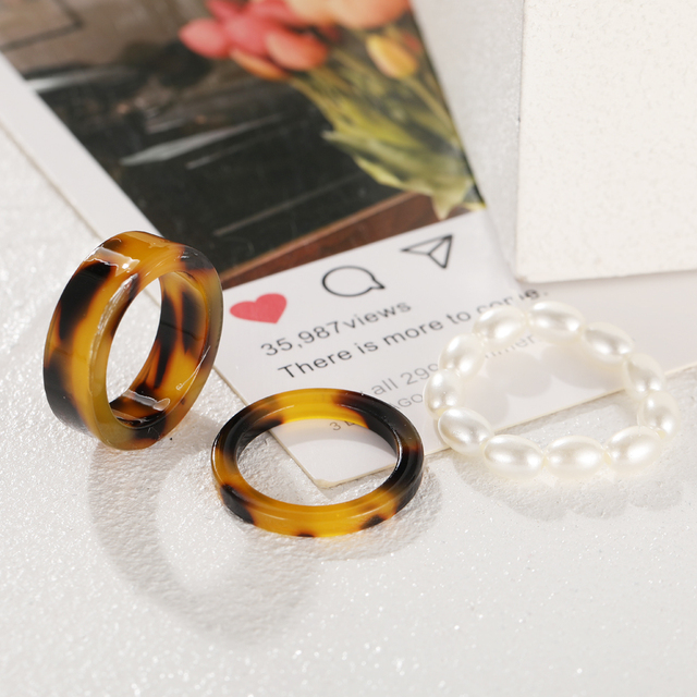 Ins Korea Colorful Fashion Y2k Resin Heart Ring Set Acrylic Thick Round Rings For Women Party Wedding Jewelry Ring Set