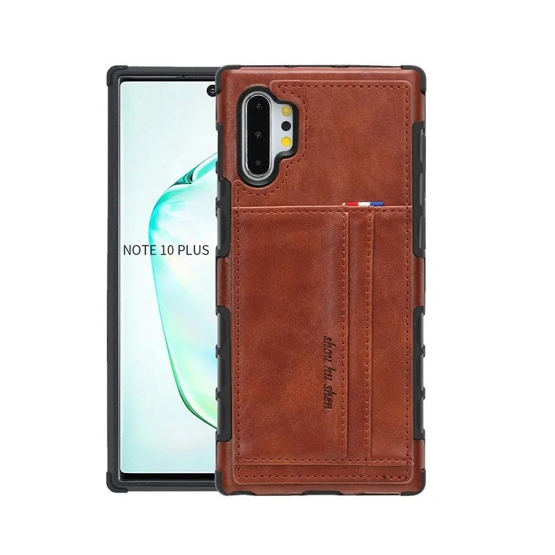 Роскошный кожаный чехол в стиле ретро для samsung Galaxy Note Plus, 8, 9, с отделением для карт, задняя крышка для samsung S8, S9, S10 Plus, противоударный чехол - Цвет: Темно-коричневый