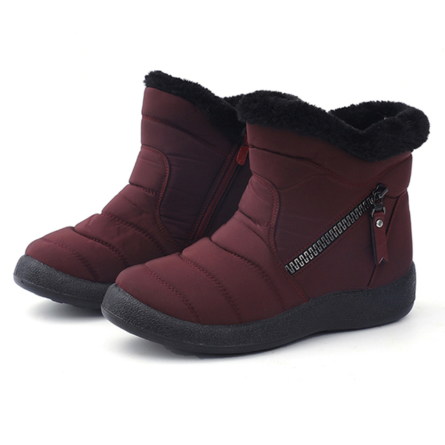 Boots Plush Warm Ankle Boots For Women Family Winter Boots Waterproof Women Boots Female Winter Shoes Zip Booties 28-43