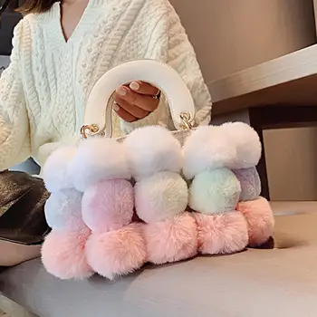 

Elegant Female Tote bag 2020 Fashion New High Quality PU Leather Women's Designer Handbag Soft Hair Ball Shoulder Messenger Bag