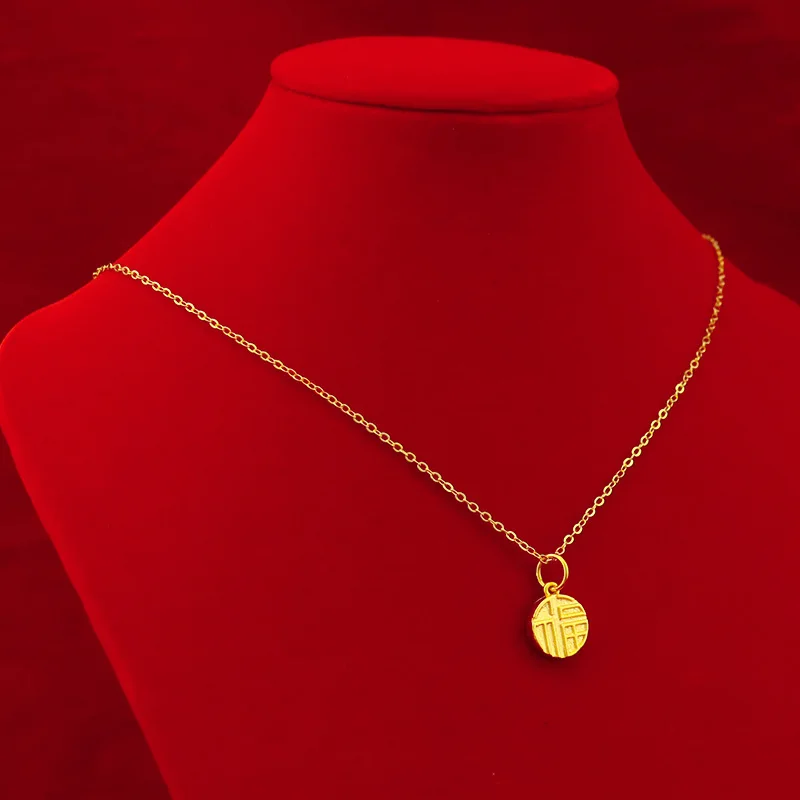 

Fashion 14k Gold Necklace for Women Wedding Engagement Jewelry Lucky Words Pendant Necklace Chain Choker Aniversary Gifts Girls