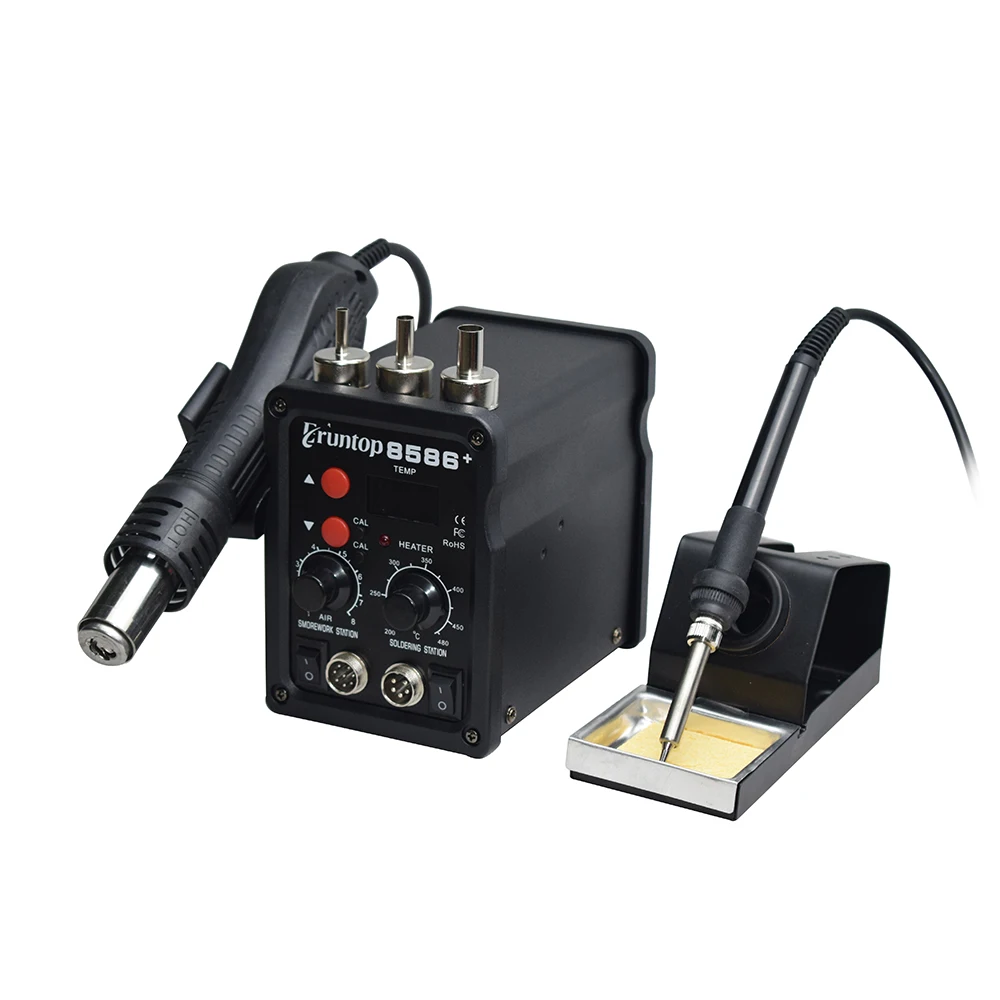 1 комплект с цифровым дисплеем Eruntop 8586+ Электрические паяльники+ фена SMD паяльная станция модернизированная с 8586
