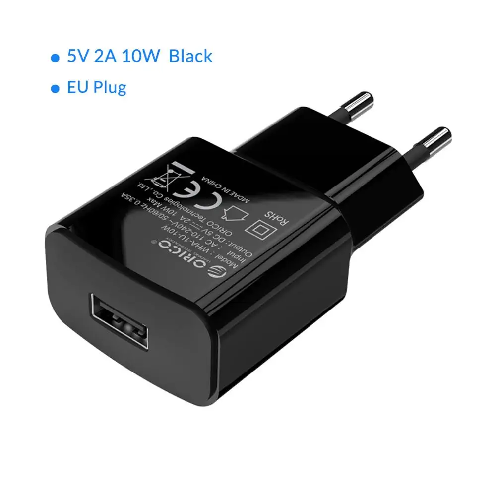 ORICO mi ni USB настенное Зарядное устройство 5V 1A 2A USB для мобильных телефонов для использования во время поездок, Зарядное устройство ЕС плагин для samsung Xiaomi mi 8 huawei iphone - Тип штекера: WHA 5V 2A 10W Black