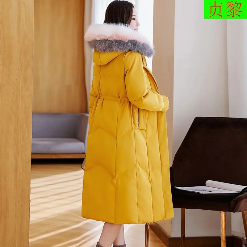 

2018 Winter New Style WOMEN'S Dress down Jacket Cotton-padded Clothes Mid-length Korean-style Slim Fit Waist Hugging Fashion Cot