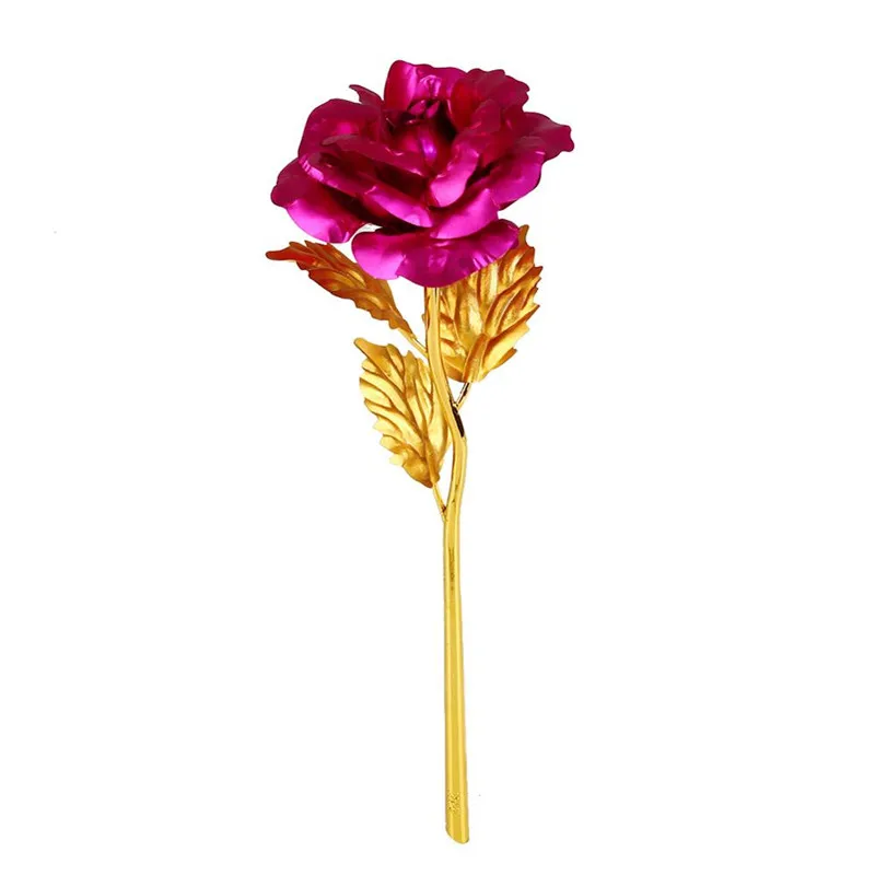 24K алюминиевая фольга покрытая розовым золотом роза свадебное украшение цветок подарок на день Святого Валентина любовник роза искусственные растения - Цвет: rose red