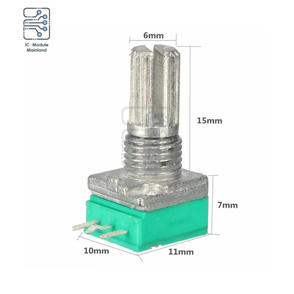 6mm 3 pin Potentiometer B Type 5K 10K B20K B50K B100K B500K ohm Turn Knurled Shaft Single Linear Rotary Potentiometer 5PCS multiturn potentiometer,linear potentiometer,rotary potentiometer,potentiometer kit,trimmer potentiometer,adjustable resistor,potentiometer knobs,electronic components