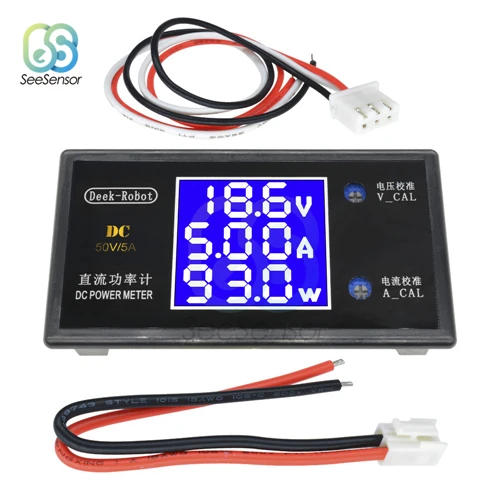 DC 50V 100V 5A 10A Digital Voltmeter Ammeter Wattmeter Power Current Voltage Meter 250W 1000W High Power Volt Detector Tester 50V 5A 250W