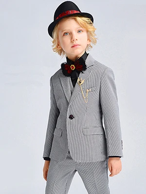 Small Lattice Terno Infantil/Детские костюмы для мальчиков, блейзеры, костюмы для свадьбы, Enfant Garcon, Свадебный жакет Vestiti Bambina Cerimonia Terno Menino - Цвет: Small Lattice