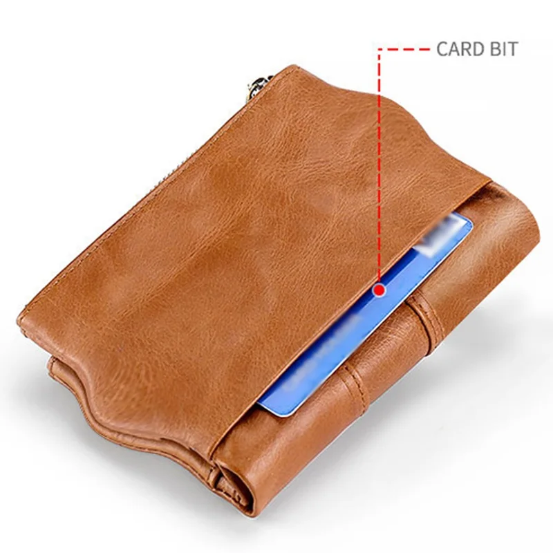 JNKET Ретро RFID кошелек мужской короткий кошелек коровья кожа кошелек на молнии Кошелек для монет кошелек держатель для карт съемная металлическая цепочка