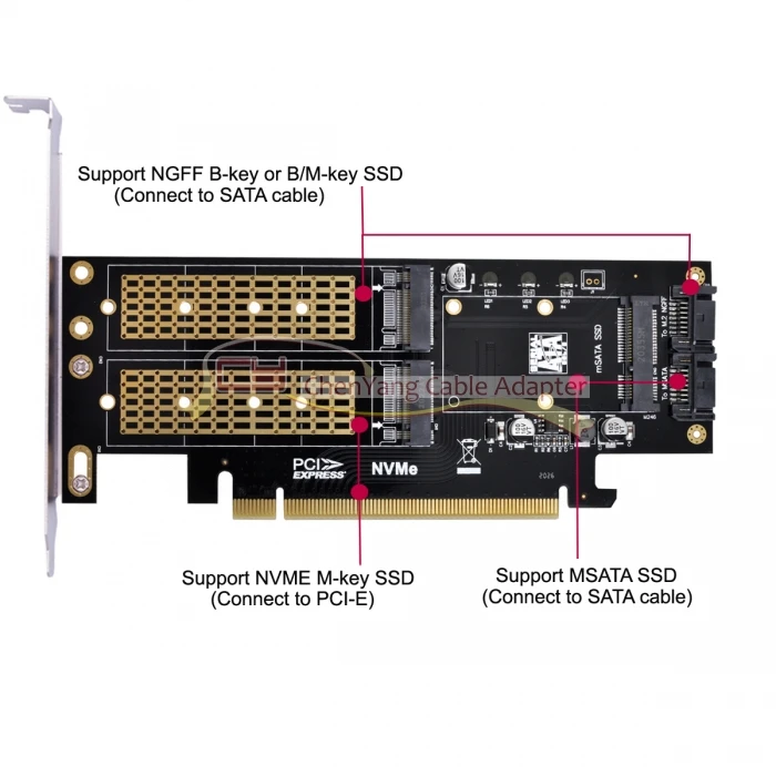 dupla para ngff nvme msata m-chave b