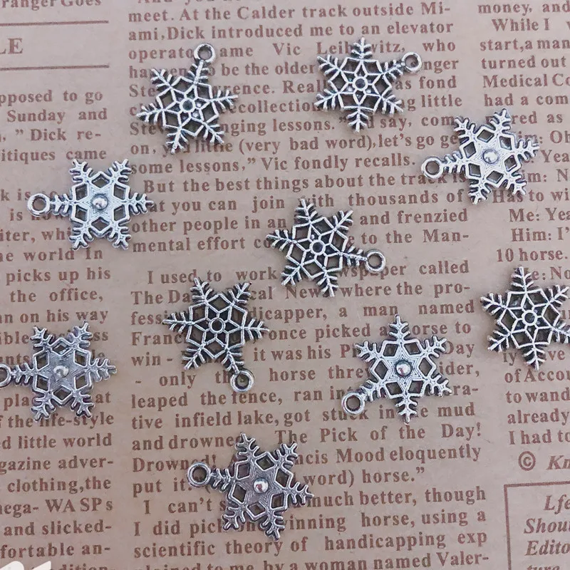 

wholesale 54pcs Charms snowflake 18x14mm Tibetan Silver Plated Pendants Antique Jewelry Making DIY Handmade Craft
