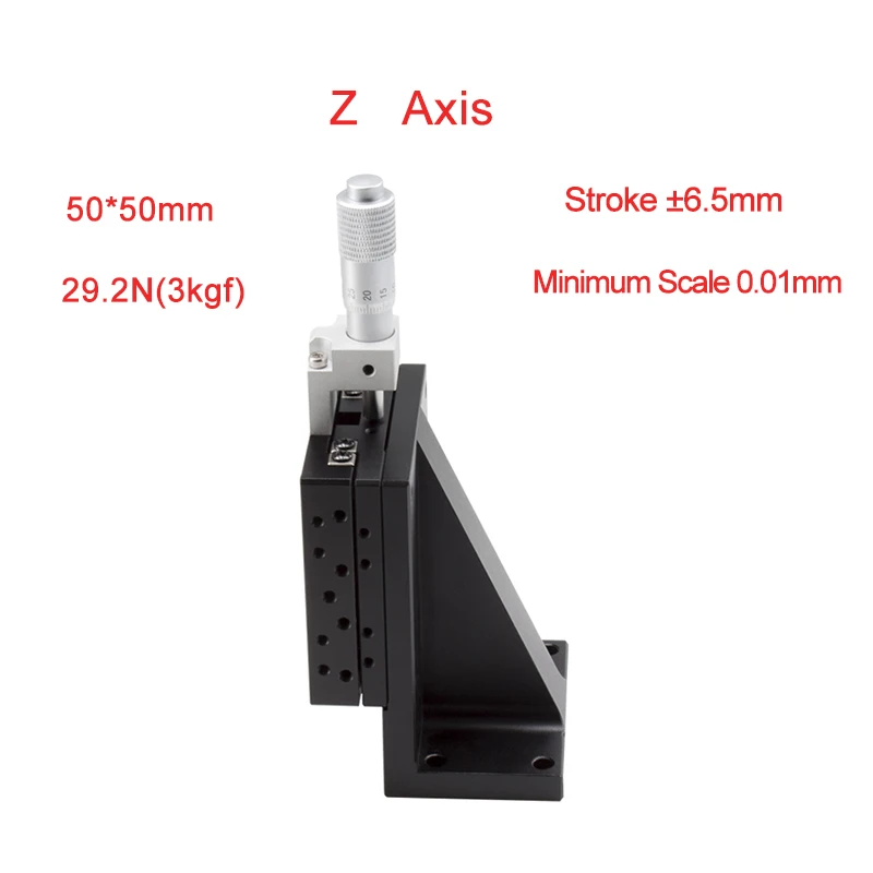 

Z Axis 50*50mm Manual Displacement Vertical lift fine tuning platform Cross Roller Guide Linear Stage Sliding Table PLV50