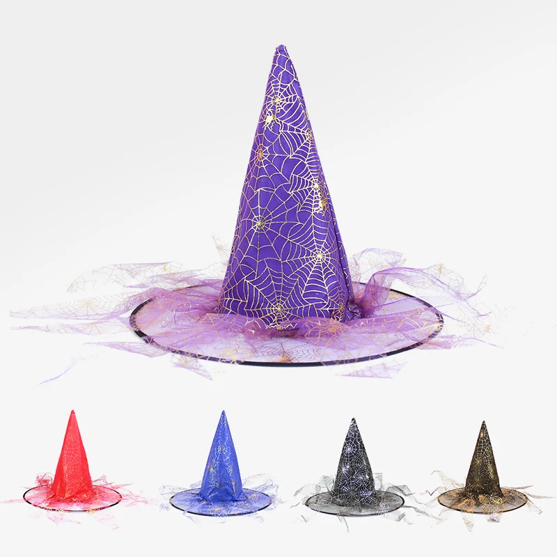 

10pcs Kids Adult Halloween Witch Hat Party Ball Decoration Props Ghost Festival Spider Magic Wizard Holiday Accessories