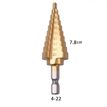 

1Pcs Set HSS Titanium 4-22mm Spiral Grooved Hex shank Metal Step Drill Bit Hole Cutter Cone Core Drilling Hole Saw Tool
