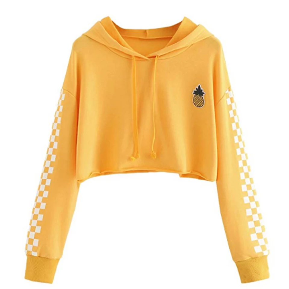 Ананас Свитшот Спортивная Кофта С Капюшоном Шахматная Доска Апликации Клетчатый