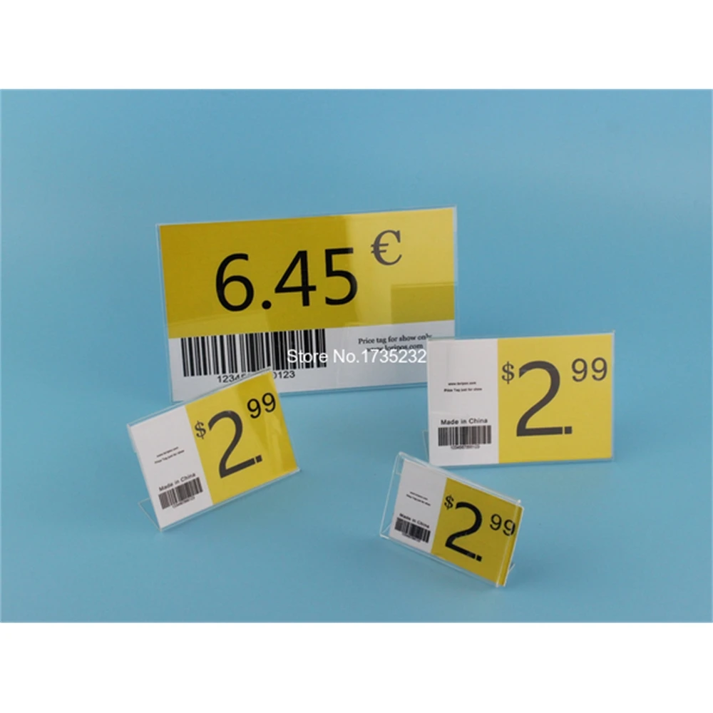 4*6cm 50 Pcs L Label Holder Acrylic Label Price Tag Card Display Frame Stand Frame Table Desk Sign Stand Holder Case