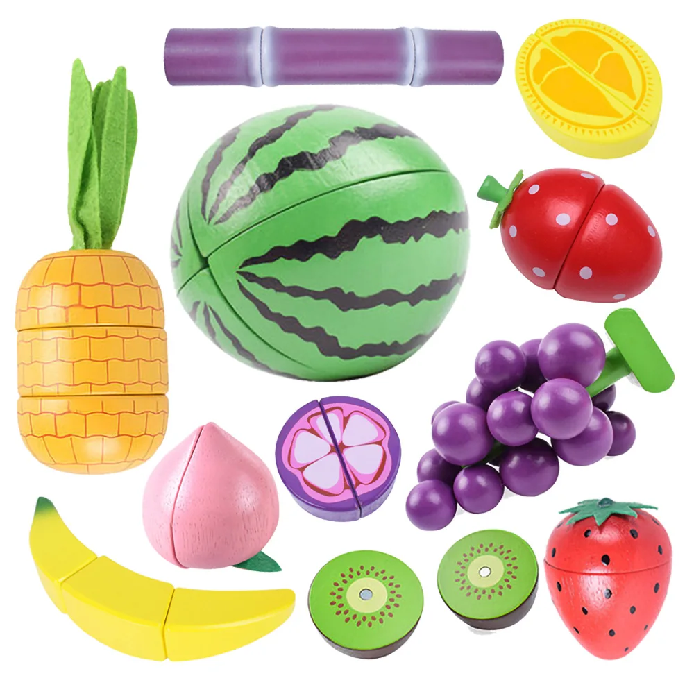 Montessori Simulation 3D Woodens Toy Magnetic Cutting Fruit Banana Lemons Kitchen Model Early Educational Toys for Children Gift 2