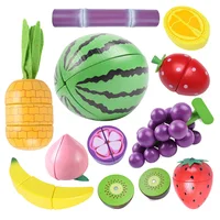 Montessori Simulation 3D Woodens Toy Magnetic Cutting Fruit Banana Lemons Kitchen Model Early Educational Toys for Children Gift 2