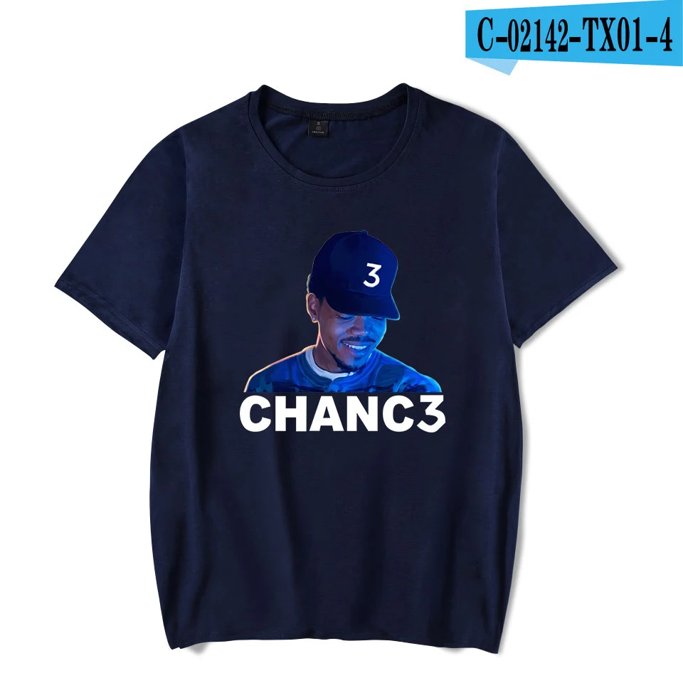 navy blue Модная футболка Chance The Rapper, Мужская розовая летняя хлопковая Футболка Harajuku с коротким рукавом, Новая повседневная футболка с принтом CHANC3 rapper - Цвет: navy blue