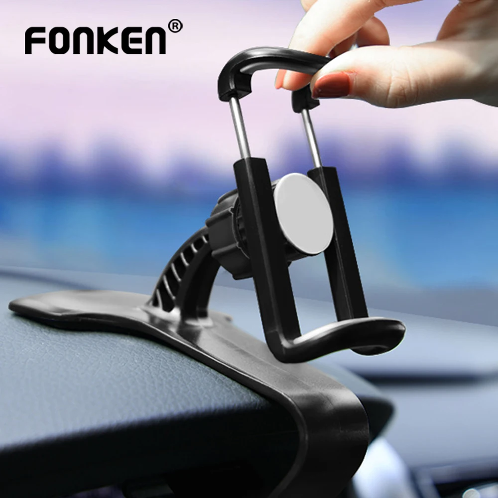 

FONKEN Car Phone Holder Charger Support Adjustable Mobile Phone Stand In Car Dashboard Cellphone Clips Mount For Iphone Samsung