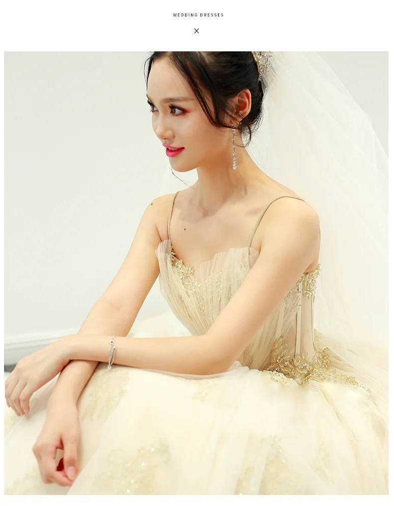 Robe De Mariage, роскошное свадебное платье, бальное платье с коротким рукавом, свадебные платья цвета шампанского, свадебное платье принцессы с длинным шлейфом
