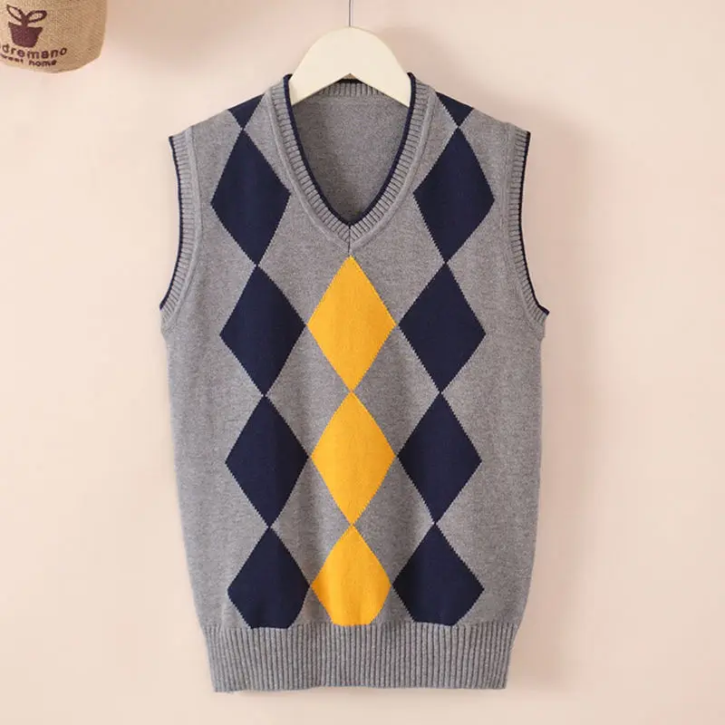 Children Boys Vests Autumn/Winter 100%Cotton Kids Knitted Outerwear Coat For Teen Big Boys 5-16 Years Waistcoat Dwq570