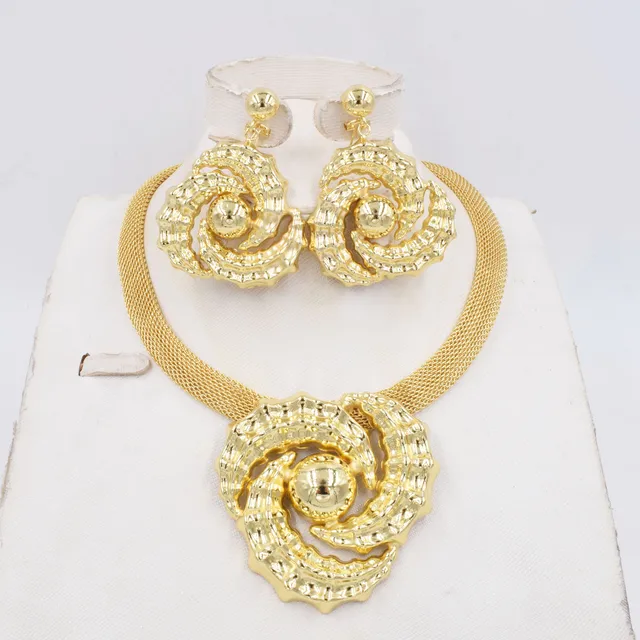 Buy Cheap2021 HOT Dubai  Gold Women Party Jewelry Set Women Wedding Necklace Bracelet Earring Ring African Beads Jewelry Set.