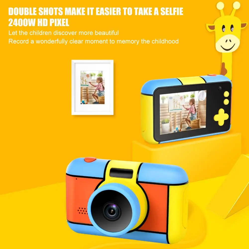 Kid Digital Camera Selfie Rechargeable Camera Toy 2.4 Inches HD Screen Video Camcorder Gift With Flash Light For Kids Boys Girls