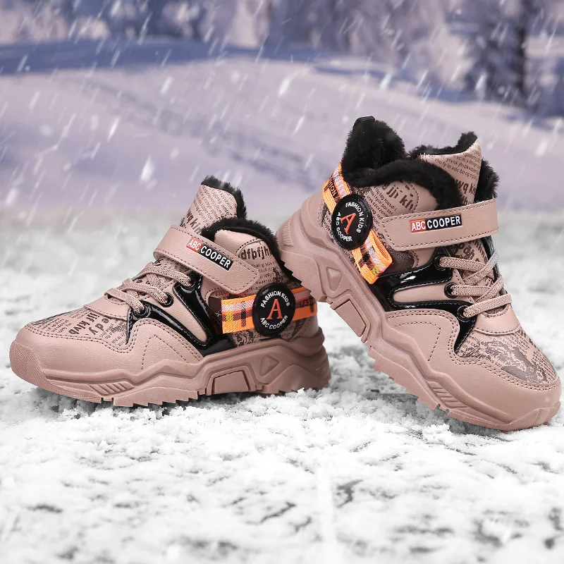 Kid Sneakers Boy Basketball Shoes Running Shoes Baby Children Shoes Sport Boot Fur Girl Shoes Outdoor Trainers Winter Kid Shoes
